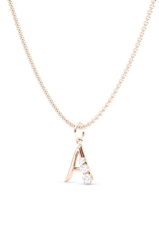 Hautecarat Graduated Lab-created Diamond Initial Letter Pendant Necklace In A - 18k Rose Gold