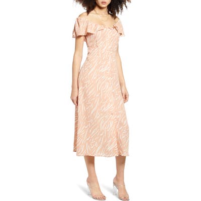 All In Favor Print Button Front Dress, Ivory