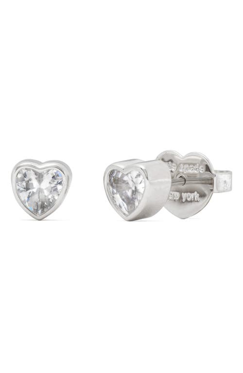 Kate Spade New York Sweetheart Mini Cubic Zirconia Stud Earrings In Clear/silver.