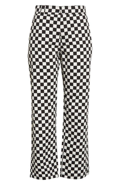 R13 Slouch Crop Straight Leg Cotton Pants In Black/white Checker