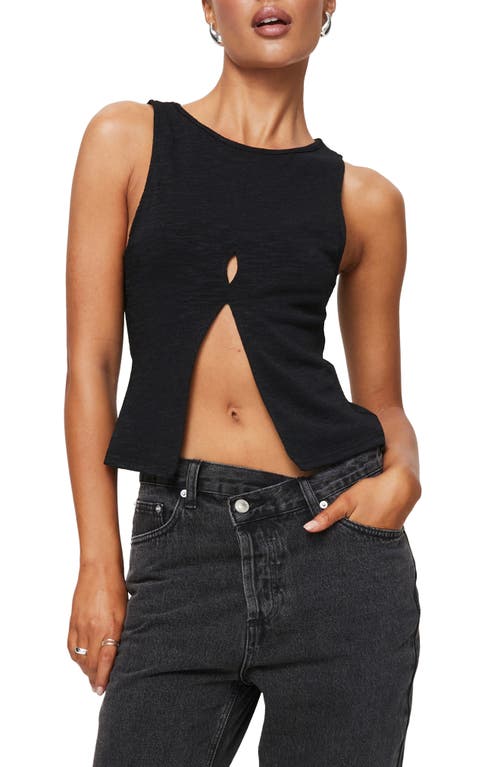 Lantau Front Slit Tank Top in Black