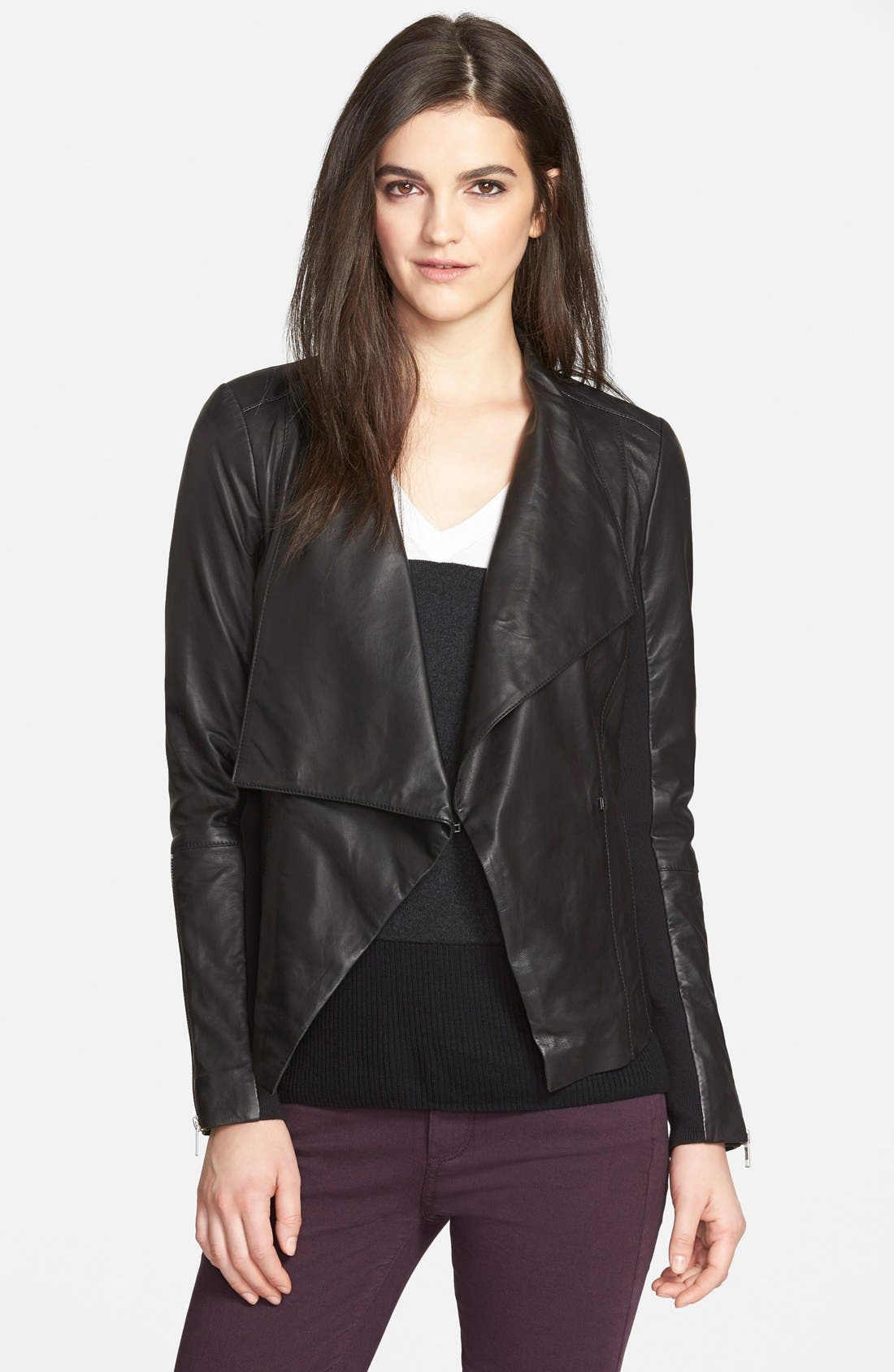 Trouvé Drape Collar Leather Jacket Nordstrom