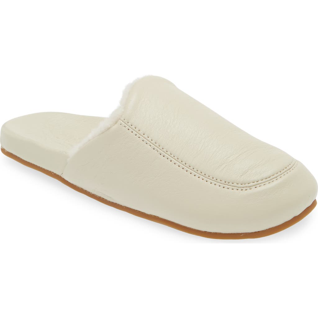 Olukai Konea Genuine Shearling Lined Mule In Bone/bone