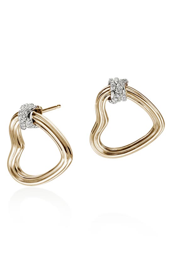 Shop John Hardy Bamboo Collection Heart Stud Earrings In Gold