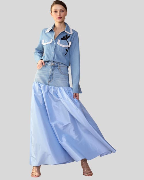 Cynthia Rowley Denim Taffeta Skirt Blue at Nordstrom,