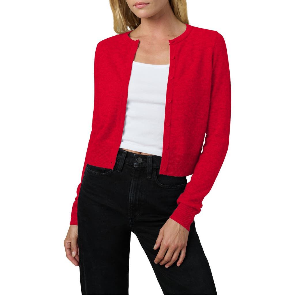 Joe's The Dani Crop Cashmere Cardigan In Holiday Red