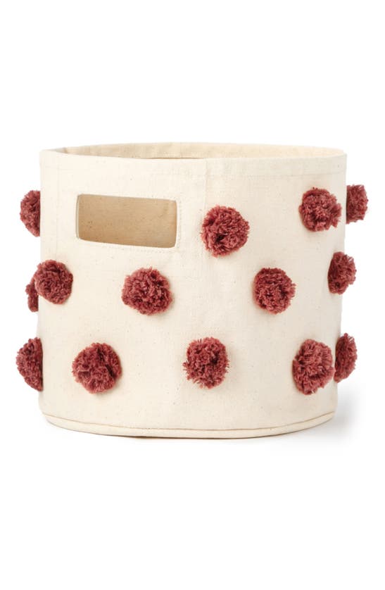 Pehr Mini Pompom Canvas Bin In Clay