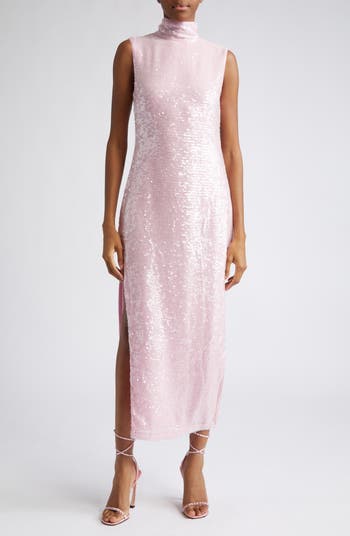 LAPOINTE Sequin High Neck Sleeveless Dress 0 / Blossom