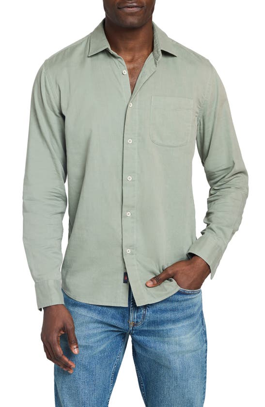 Faherty Sunwashed Chambray Button-up Shirt In Desert Olive