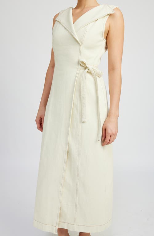 Shop En Saison Areli Denim Faux Wrap Dress In Ivory