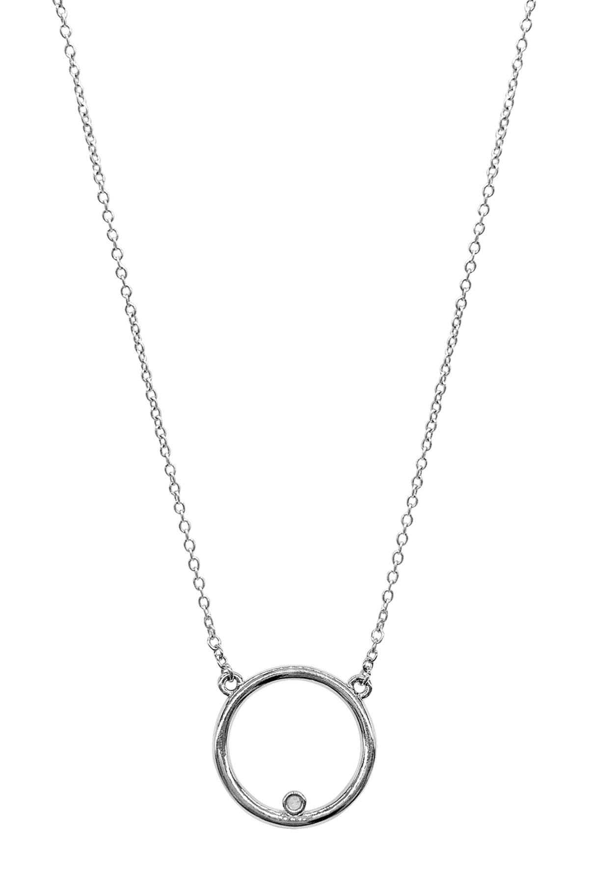 Adornia White Rhodium Plated Floating Diamond Open Circle Pendant Necklace In Silver-tone