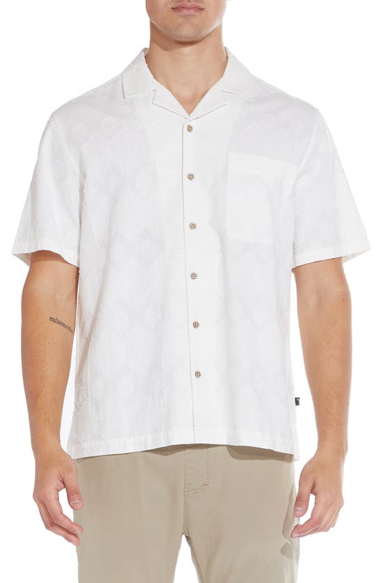 Shop Civil Society Relaxed Fit Novelty Jacquard Camp Shirt In Ivory