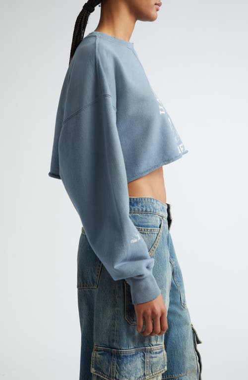 Golden Goose Journey Cropped Crewneck Sweatshirt In Windward Blue/heritage White