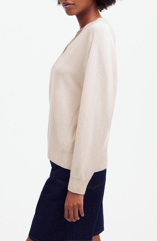 Shop Madewell V-neck Cashmere Sweater In Heather Oat