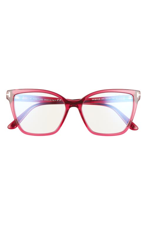 TOM FORD 53mm Butterfly Blue Light Blocking Glasses in Pink /Other at Nordstrom