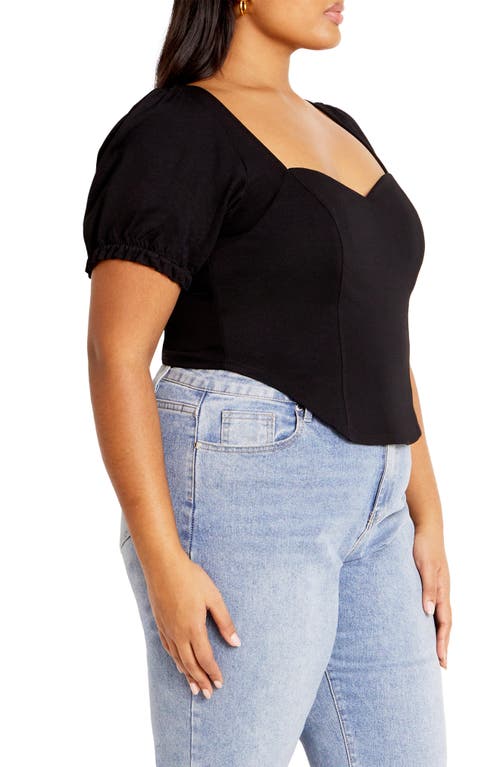 City Chic Puff Sleeve Corset Top In Black