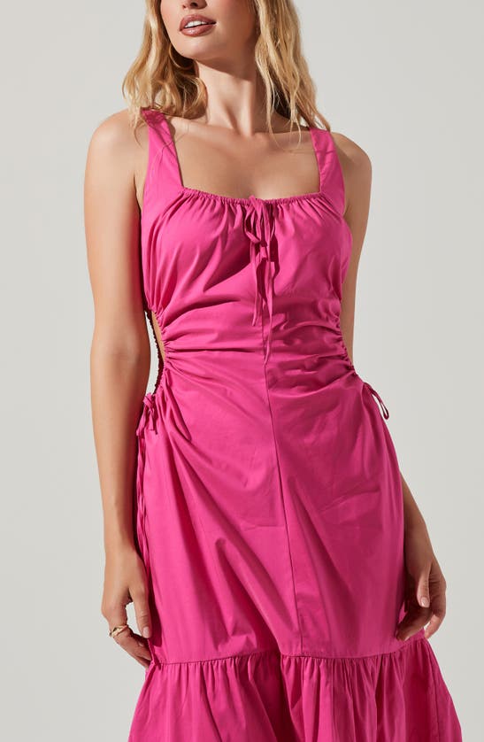 Shop Astr Bridget Sleeveless Cutout Cotton Sundress In Fuchsia