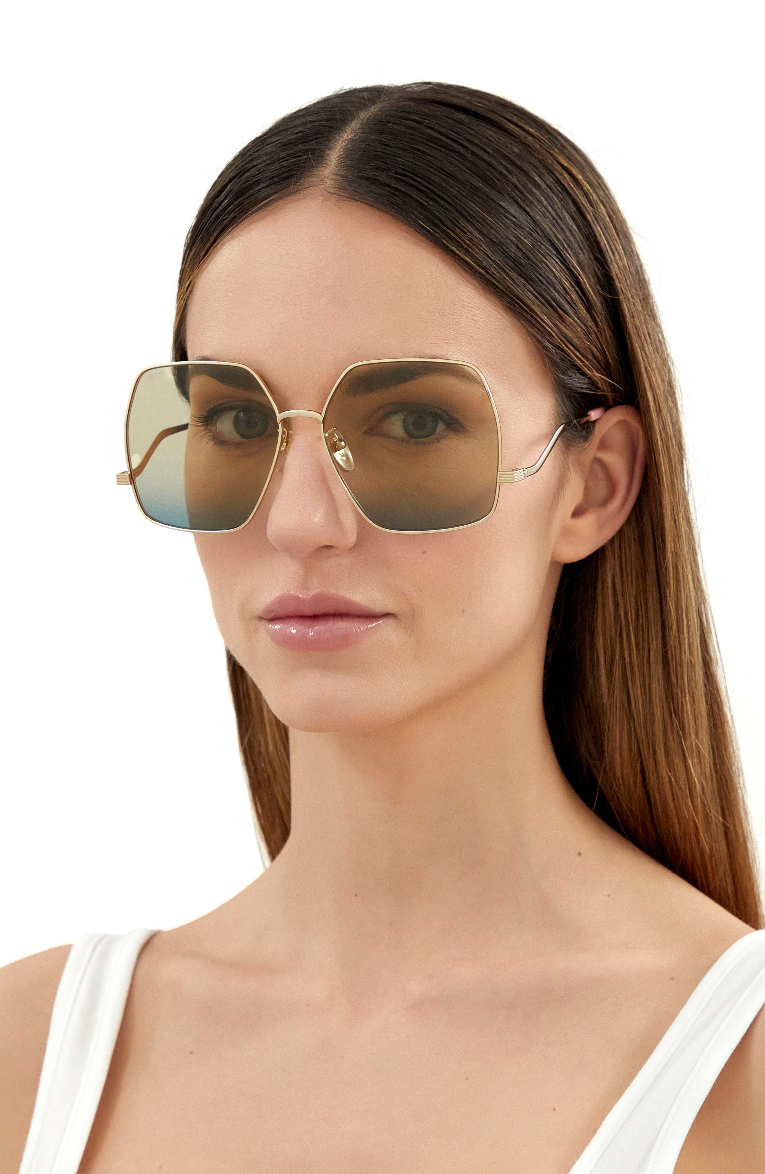 gucci 61mm square aviator sunglasses