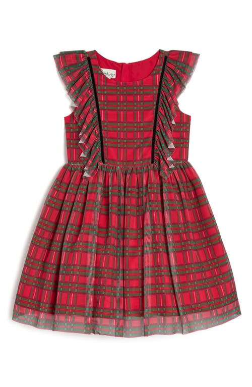 Pippa & Julie Kids' Plaid Ruffle Party Dress in Red 