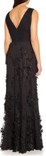 Aidan Mattox by Adrianna Papell Embroidered Mesh Trumpet Gown