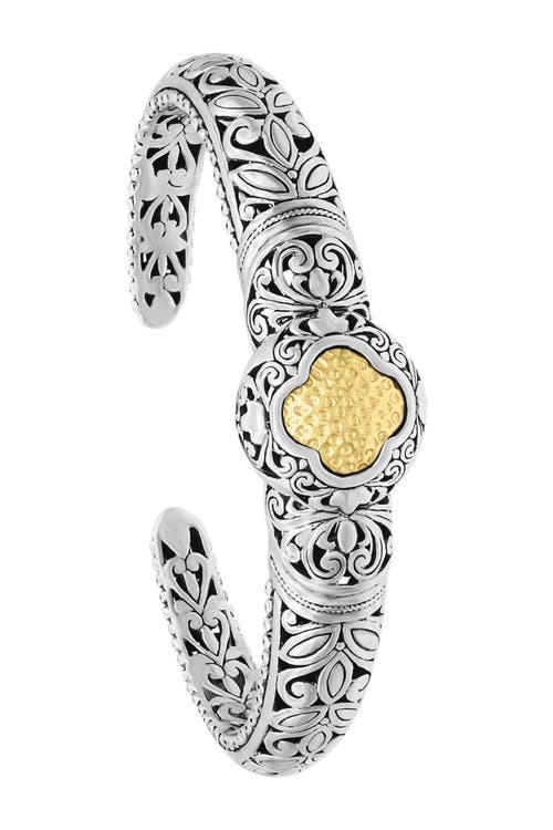 Shop Devata Genuine 18k Gold & Sterling Silver Bali Filigree Dome Cuff Bracelet In Silver/gold