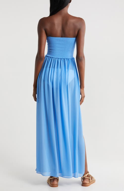 Ramy Brook Calista Strapless Georgette Cover-up Dress In Serene Blue