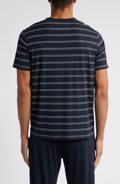 Daniel Buchler Stripe Cotton & Modal Pajama T-shirt In Dark Navy Stripe