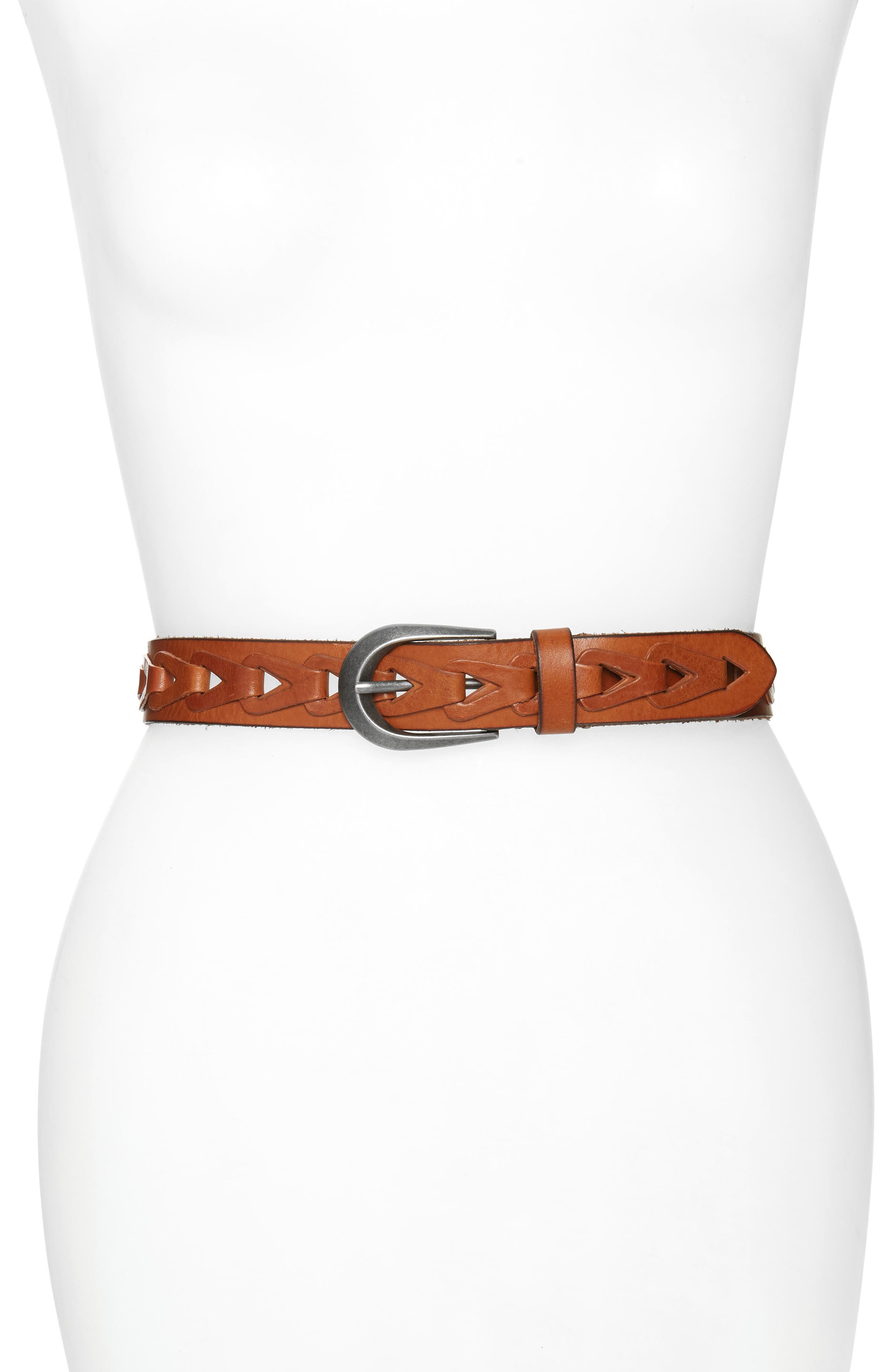 Frye Woven Leather Belt, Tan