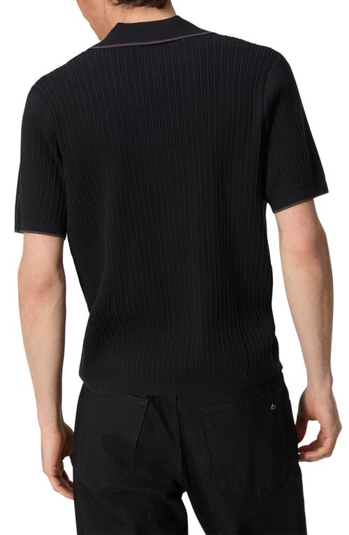 Shop Rag & Bone Johnny Collar Rib Polo In Black