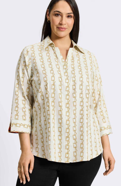 FOXCROFT FOXCROFT TAYLOR CHAIN STRIPE COTTON BUTTON-UP SHIRT
