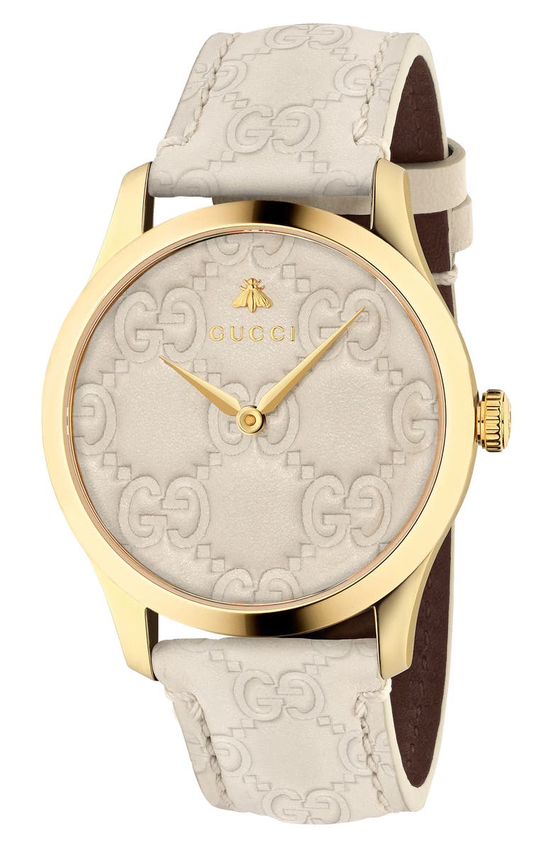 Gucci G-Timeless Logo Leather Strap Watch, 38mm | Nordstrom