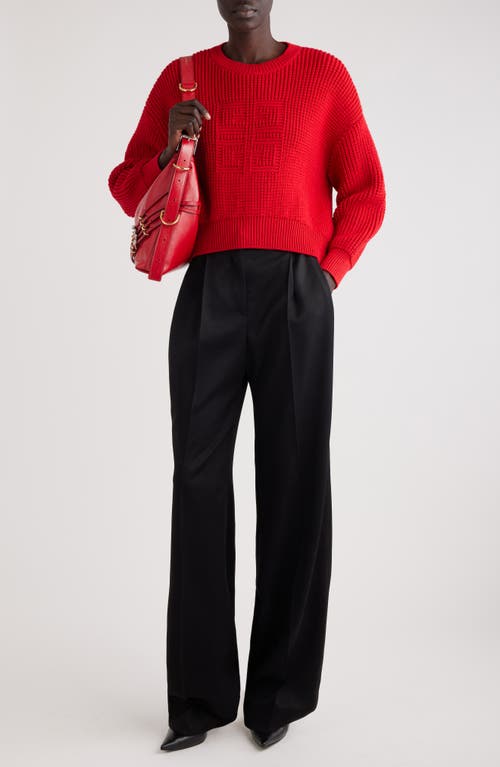 Shop Givenchy 4g Logo Waffle Knit Wool Sweater In Red