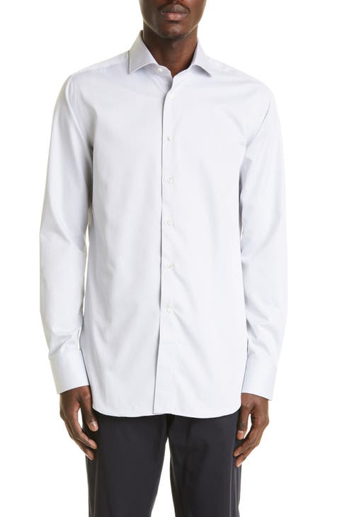 Shop Canali Collared Button-Down Jersey Shirt