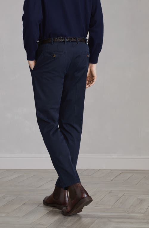 Shop Brunello Cucinelli Gabardine Garment Dyed Trousers In Navy Blue