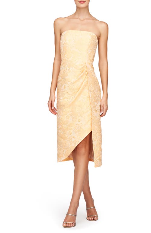 Lucy Floral Jacquard Strapless Dress in Saffron