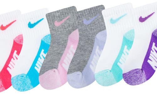 Nike Assorted 6-pack Cotton Blend Socks (baby) In Grey Heather/white