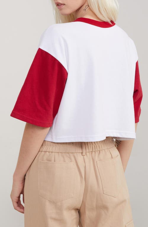 Shop Samii Ryan Little Miss Sunshine Graphic Crop T-shirt In White/red