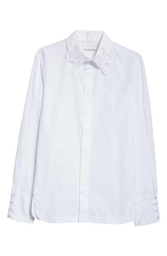 Shop Luar Logo Collar Cotton Button-up Shirt In White