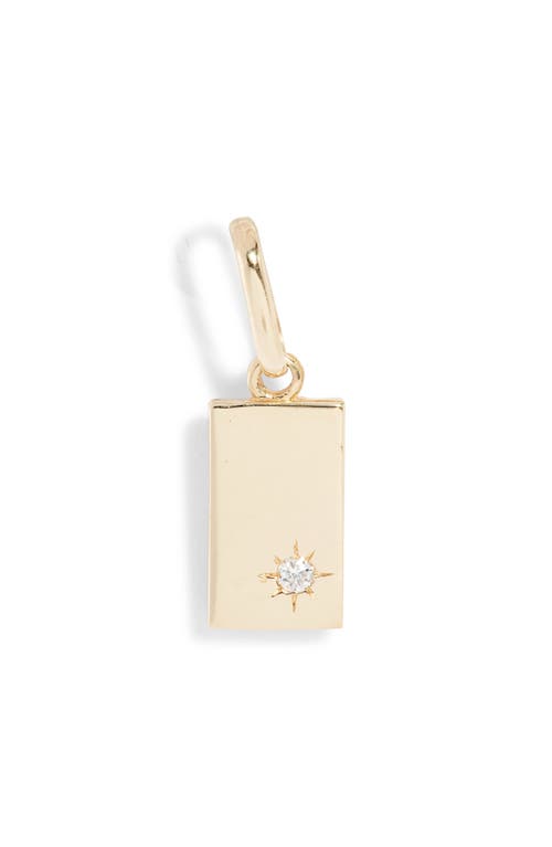Anzie Love Letter Dog Tag Pendant Charm in Gold/Diamond