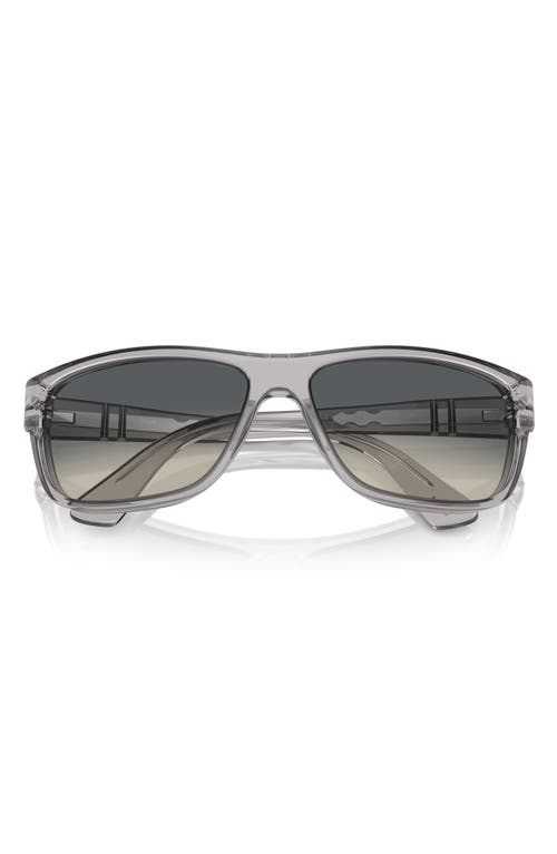 Persol 63mm Oversize Gradient Rectangular Sunglasses In Transparent Grey