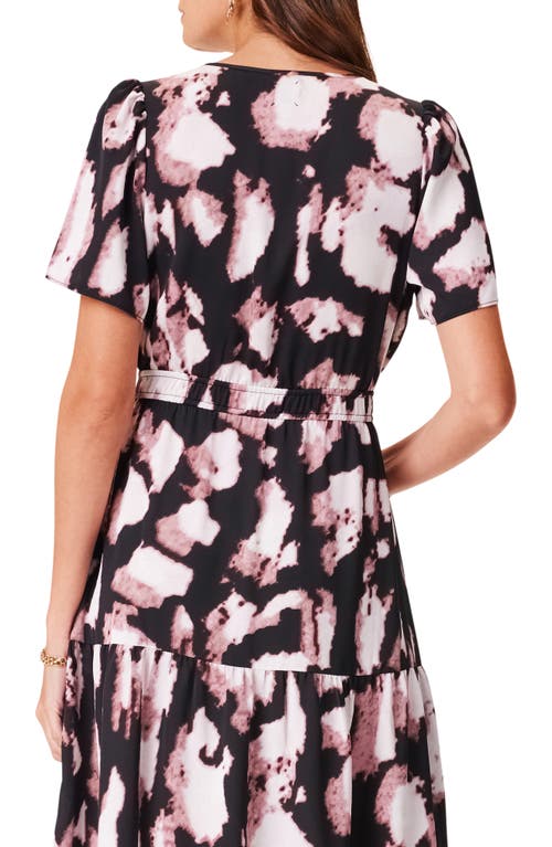 Nic + Zoe Nic+zoe Spring Shadow Daydream Tiered Midi Dress In Black Multi