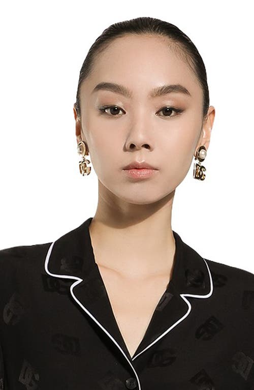 Dolce & Gabbana Dolce&gabbana Dg Logo Imitation Pearl Clip-on Earrings In Zoo00 Oro