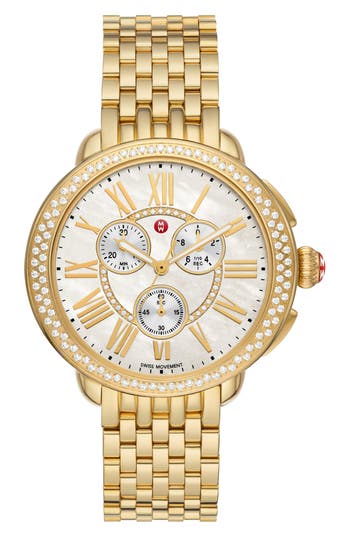 Michele Serein 18k Gold Plated Diamond Watch In Gold
