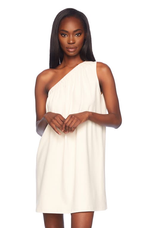 Shop Susana Monaco One-shoulder Trapeze Minidress In Blanched Almond