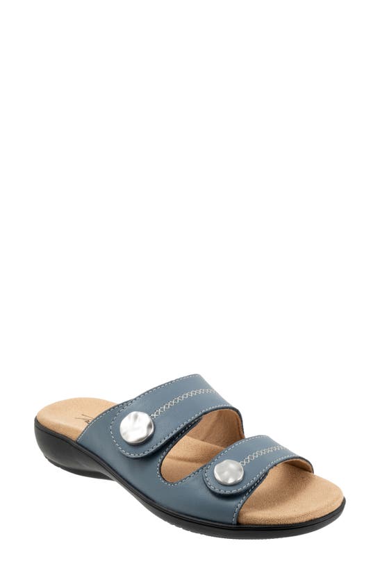 Trotters Ruthie Stitch Slide Sandal In Blue