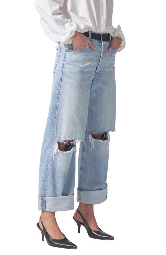 Shop Citizens Of Humanity Ayla Ripped High Waist Baggy Wide Leg Jeans In Pagoda