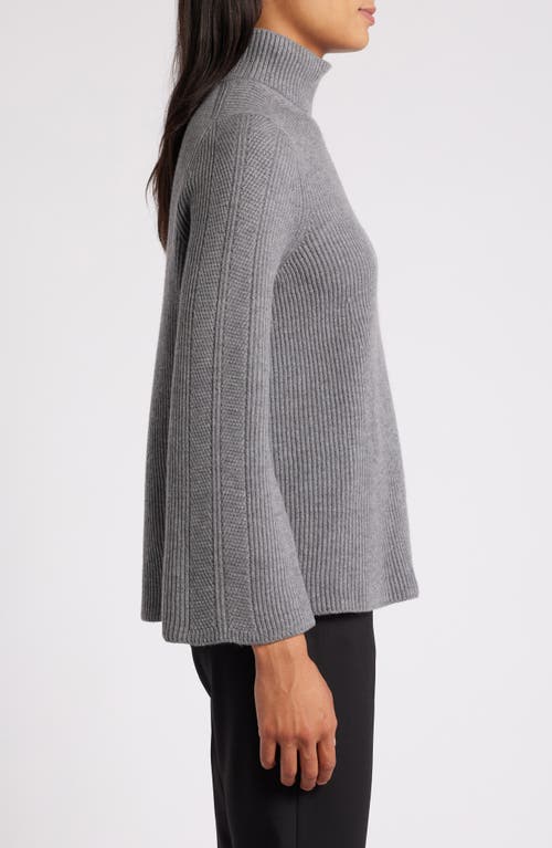 Shop Anne Klein Mock Neck Rib Sweater In Graphite Heather Grey