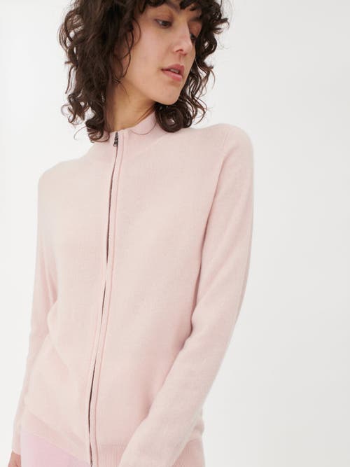 Shop Gobi Cashmere Full-zip Cashmere Cardigan In Rosewater