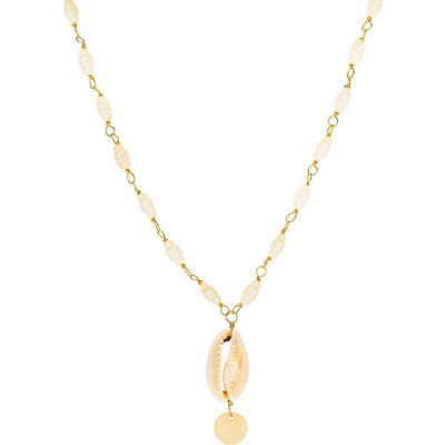 Panacea Genuine Pearl & Shell Pendant Necklace