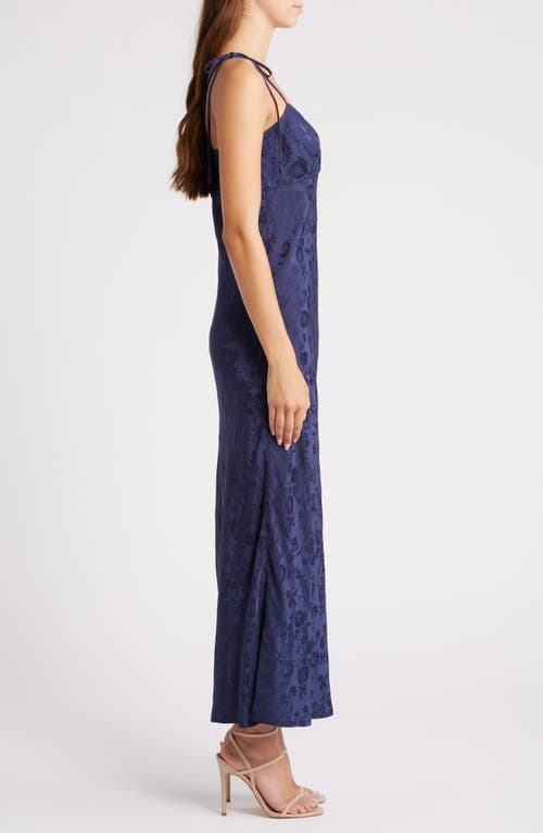 WAYF WAYF AITANA FLORAL TIE STRAP BROCADE DRESS 